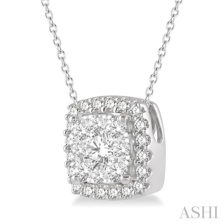 Cushion Shape Halo Lovebright Essential Diamond Pendant