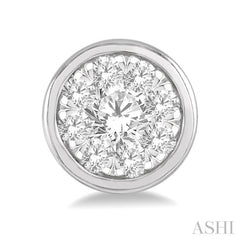 1/3 Ctw Medallion Lovebright Round Cut Diamond Bezel Stud Earring in 14K White Gold