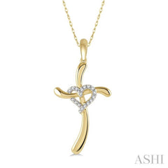 Cross & Heart Shape Diamond Pendant