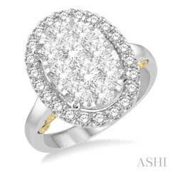 Oval Shape Halo Lovebright Essential Diamond Ring