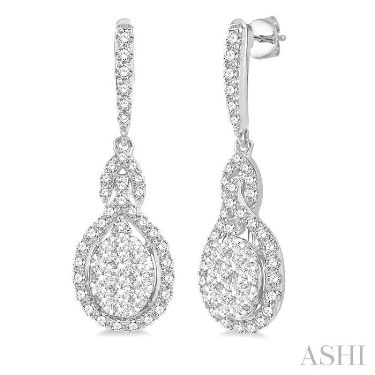 Oval Shape Halo Lovebright Diamond Earrings