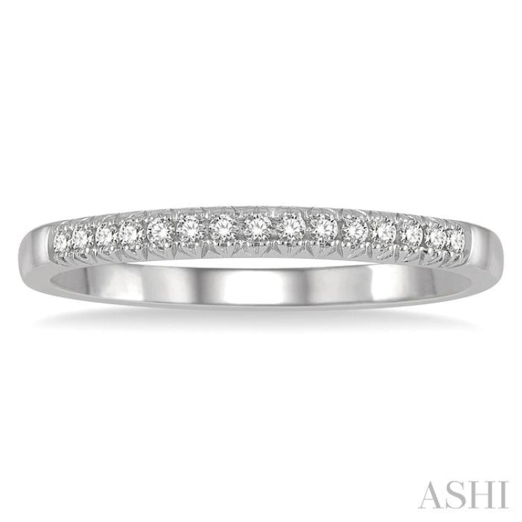 1/10 Ctw 15Stones Round Cut Diamond Wedding Band in 14K White Gold