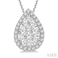 Pear Shape Halo Lovebright Essential Diamond Pendant