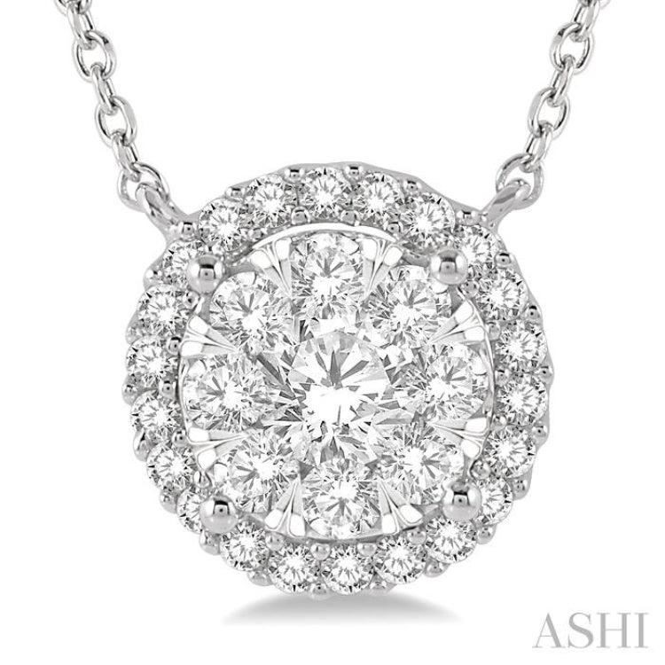 Round Shape Halo Lovebright Essential Diamond Necklace