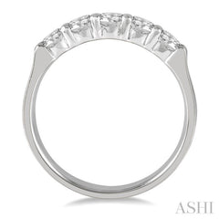 3/4 Ctw 5 Stone Round Cut Diamond Wedding Band in 14K White Gold