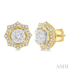 Round Shape Halo Lovebright Diamond Fashion Earrings