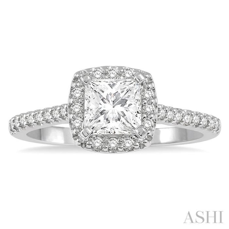 Princess Shape Halo Diamond Engagement Ring