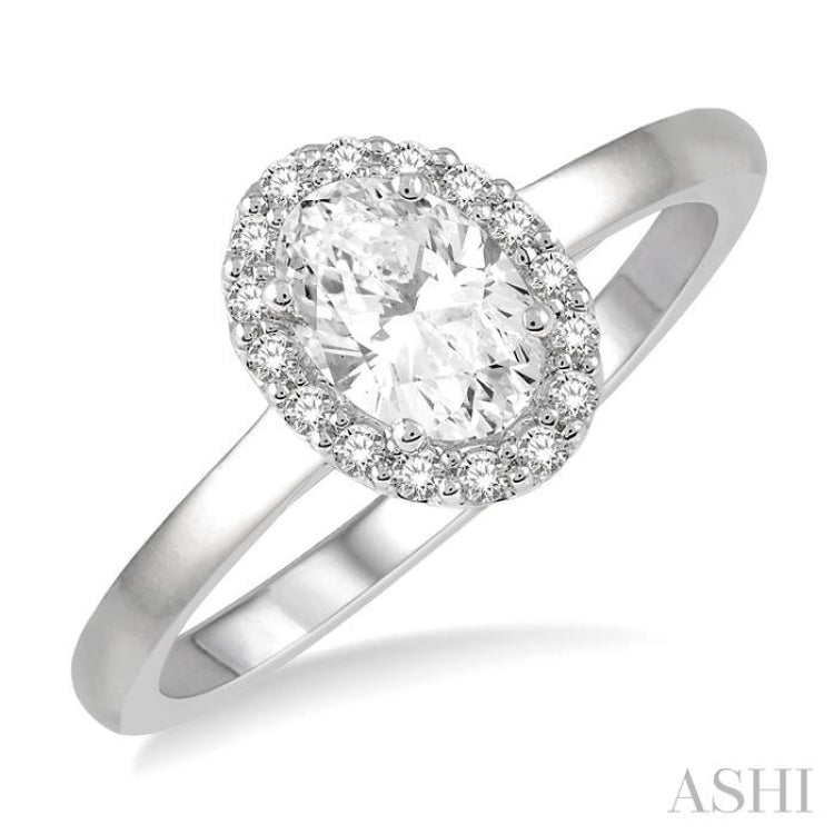 Oval Shape Halo Diamond Engagement Ring