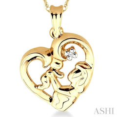 Heart Shape Mom & Child Diamond Fashion Pendant