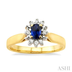 Oval Shape Gemstone & Halo Diamond Ring