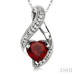 Heart Shape Gemstone & Diamond Pendant