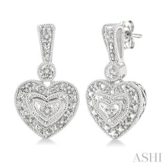 Silver Heart Shape Diamond Fashion Earrings