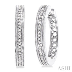 Silver Diamond Hoop Earrings