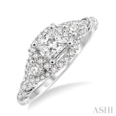 Princess Shape Halo Diamond Engagement Ring