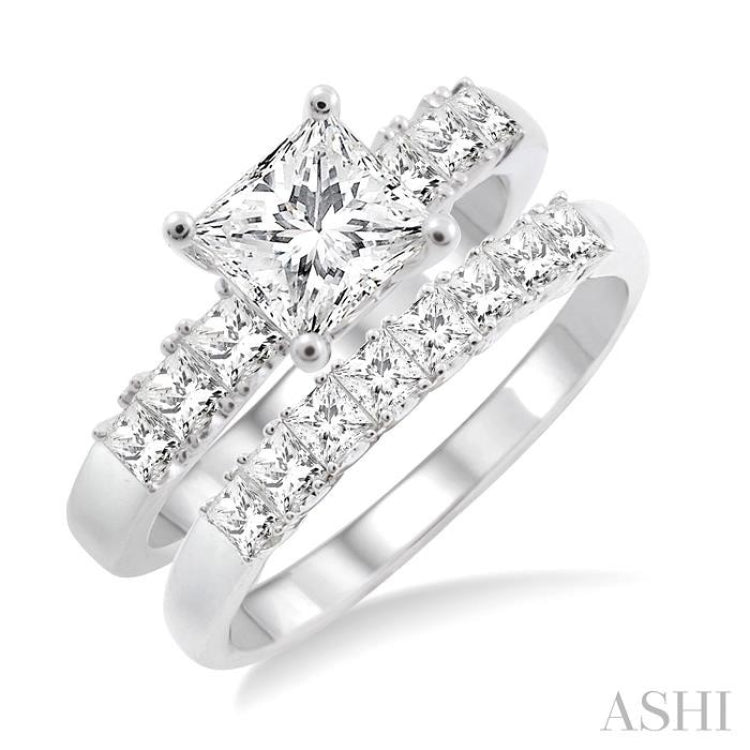 Princess Shape Diamond Wedding Set