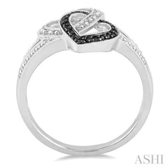 Silver Heart Shape Black Diamond Fashion Ring