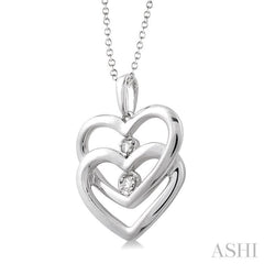 Silver Twin Heart Shape Diamond Fashion Pendant