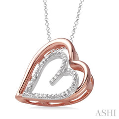 Silver Double Heart Shape Diamond Fashion Pendant