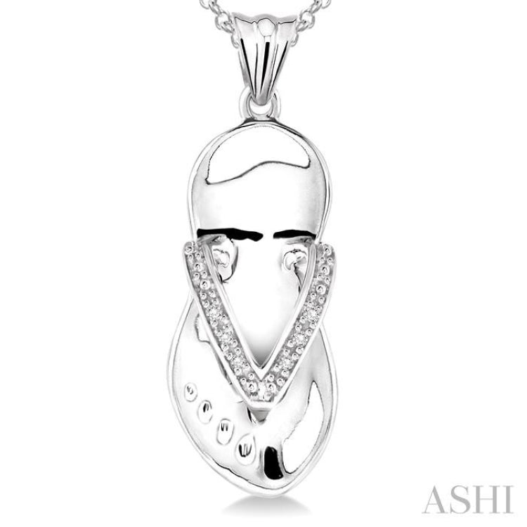 Silver Flip Flop Diamond Fashion Pendant