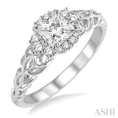 Princess Shape Halo Diamond Engagement Ring