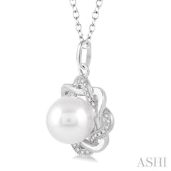 Silver Pearl & Diamond Pendant