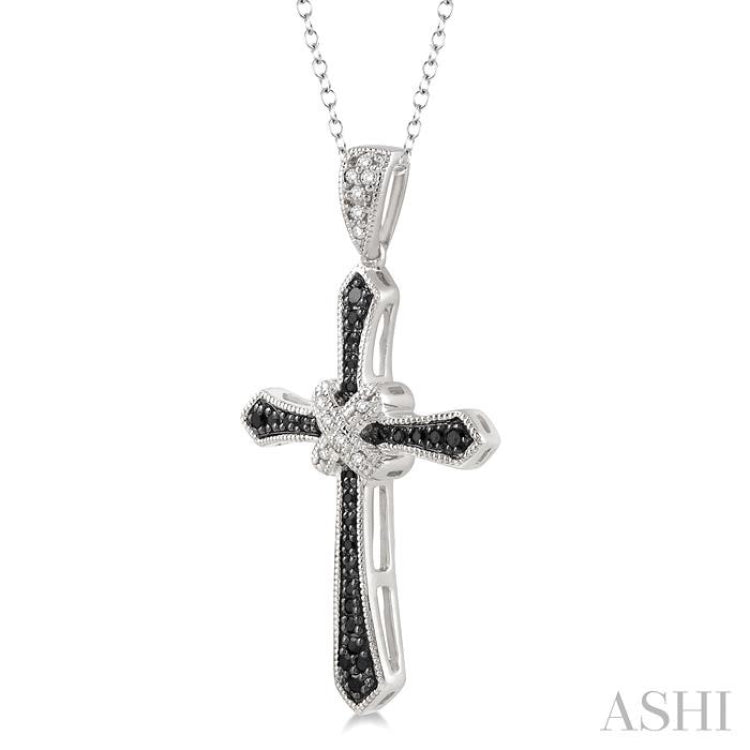 Silver Cross Black Diamond Pendant