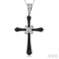 Silver Cross Black Diamond Pendant