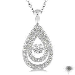 Silver Pear Shape Emotion Diamond Pendant