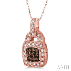 Cushion Shape Champagne Halo Diamond Fashion Pendant