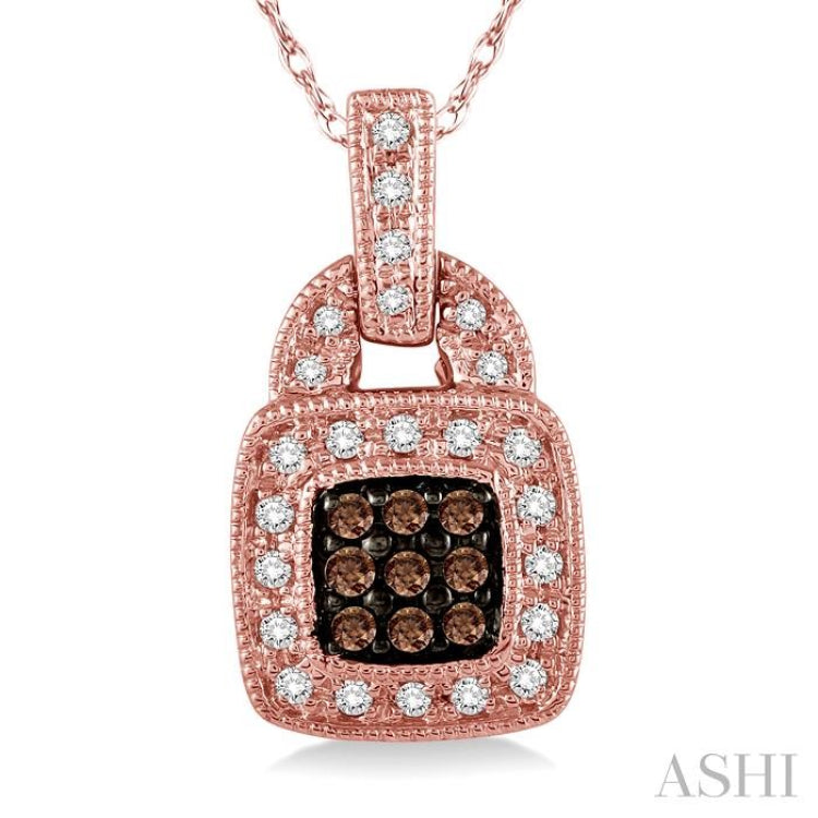 Cushion Shape Champagne Halo Diamond Fashion Pendant