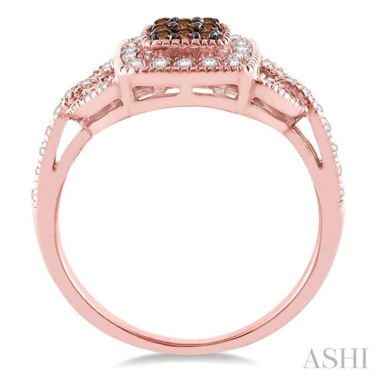 Cushion Shape Champagne Halo Diamond Fashion Ring