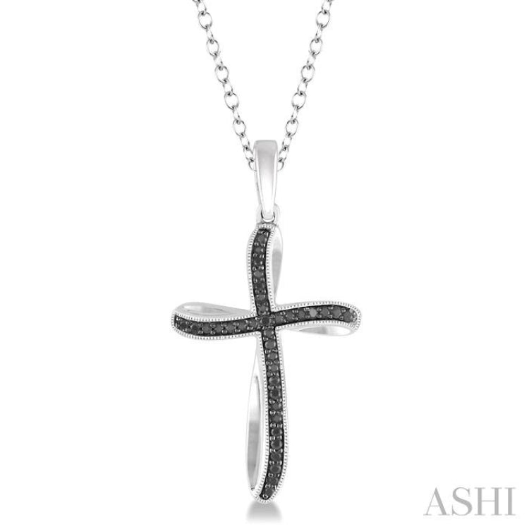 Silver Cross Black Diamond Pendant