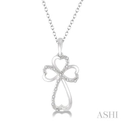 Silver Cross & Heart Shape Diamond Fashion Pendant