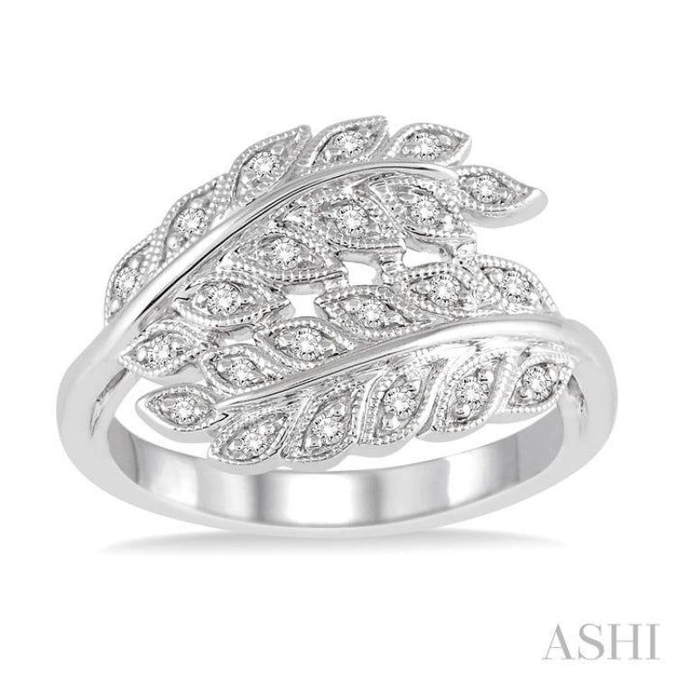 Silver Leaf Diamond Fashion Ring