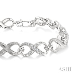 1/10 Ctw Round Cut Diamond Swirl bracelet in Sterling Silver