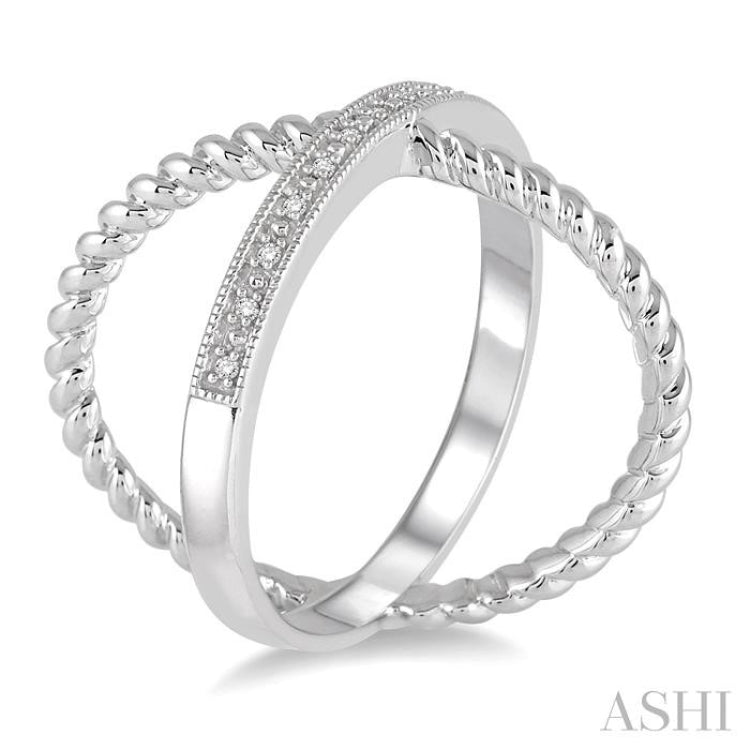 Silver Criss Cross Diamond Fashion Ring