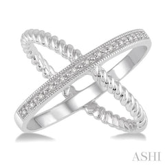 Silver Criss Cross Diamond Fashion Ring