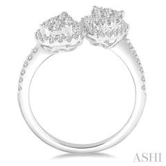 Pear Shape 2 Stone Halo Lovebright Diamond Fashion Ring