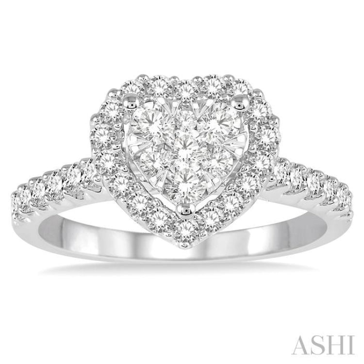 Heart Shape Halo Lovebright Essential Diamond Engagement Ring