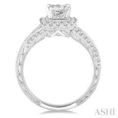 Princess Shape Halo Diamond Engagement Ring