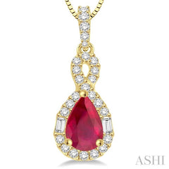 Pear Shape Gemstone & Halo Diamond Pendant