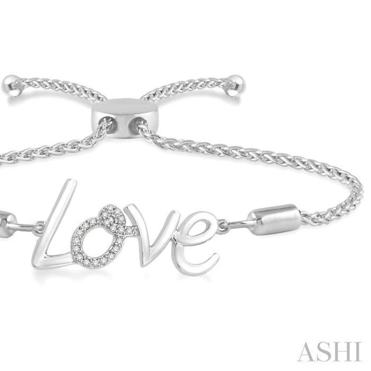 Silver Love Diamond Lariat Bracelet