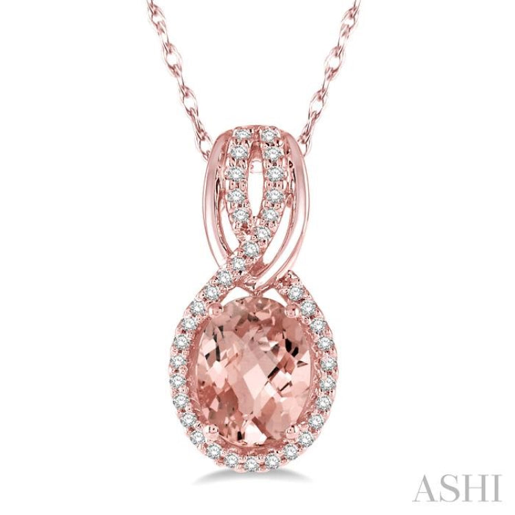 Oval Shape Gemstone & Halo Diamond Pendant