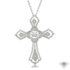 Silver Cross Emotion Diamond Pendant