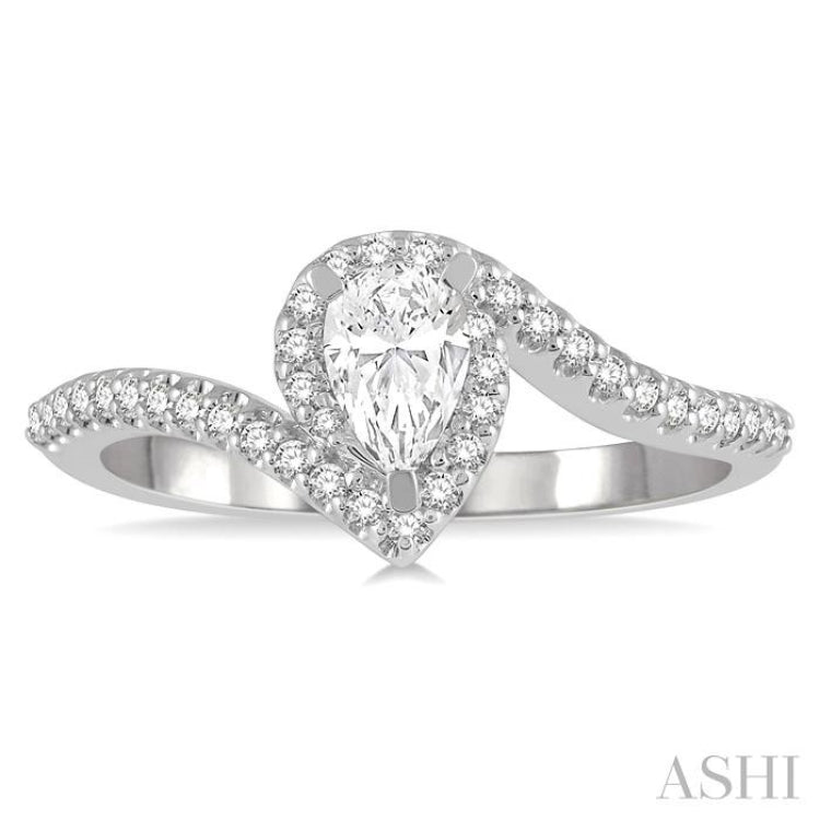 Pear Shape Halo Diamond Engagement Ring