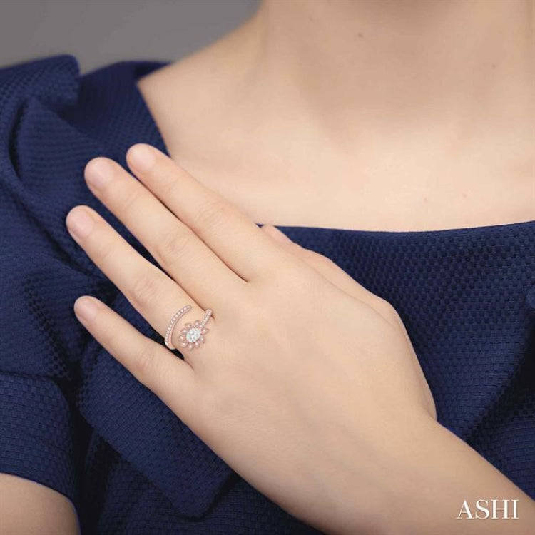 Oval Shape Lovebright Diamond Fashion Open Ring