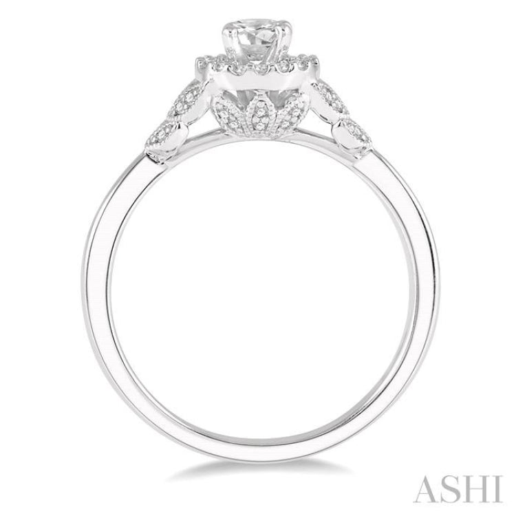 Round Shape Halo Diamond Engagement Ring