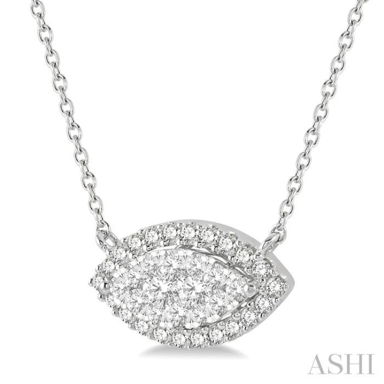 Marquise Shape East-West Halo Lovebright Essential Diamond Necklace