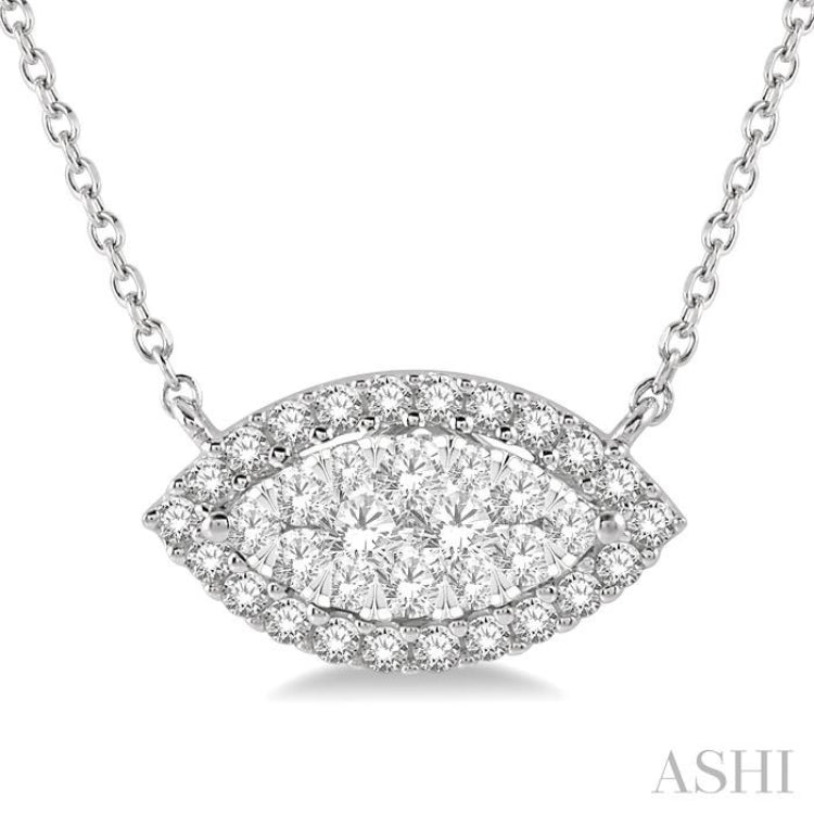 Marquise Shape East-West Halo Lovebright Essential Diamond Necklace