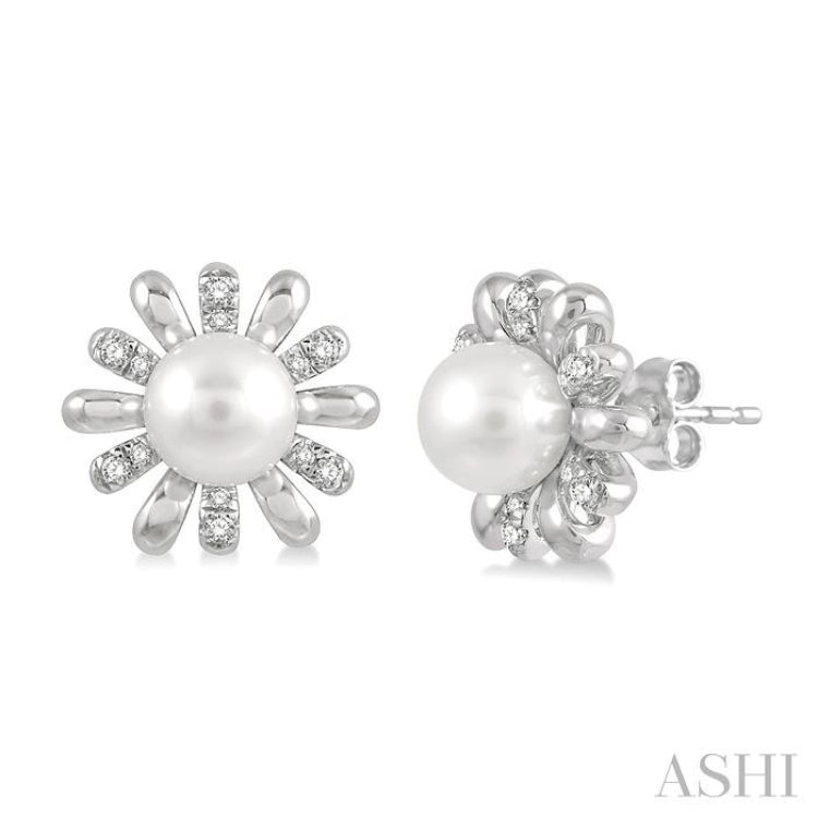 Floral Pearl & Diamond Fashion Earrings